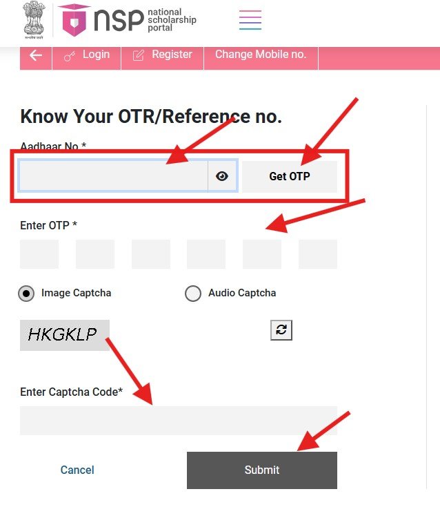Up Scholarship OTR Forgot recover